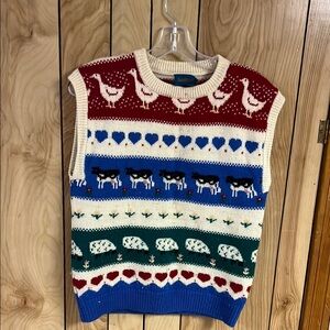 Vintage 90s Carroll Reed wool farm animal vest size M
